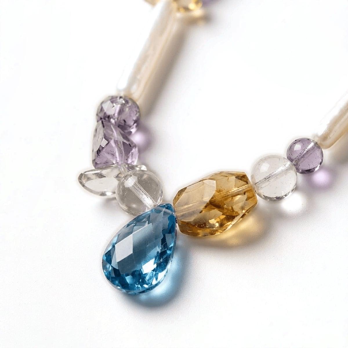 Handmade Vintage Style Mixed Crystal & Baroque Pearl Necklace — A one-of-a-kind handmade necklace featuring a mix photo 7