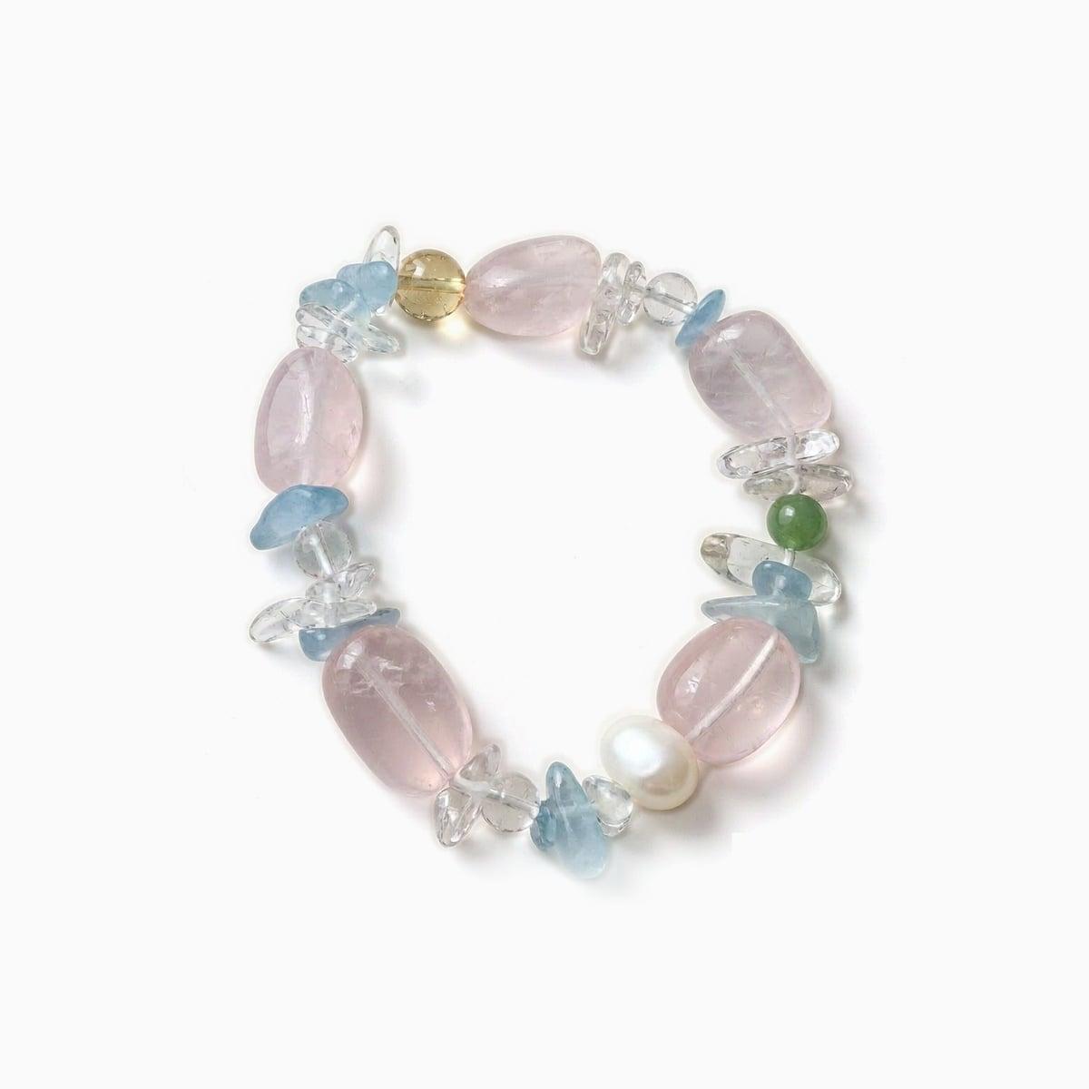 Handmade Natural Rose Quartz & Aquamarine Bracelet