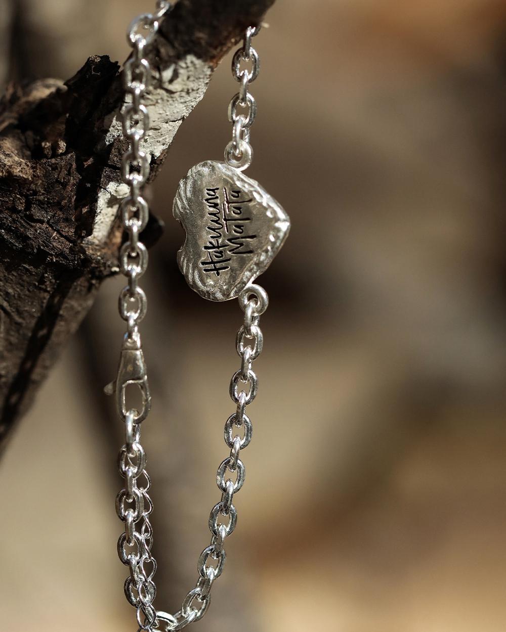 Original Hakuna Matata Heart Bracelet – 999 Fine Silver Engraved Chain, Custom DIY Keepsake Gift — Handmade in 999 fine silver with an engraved photo 2