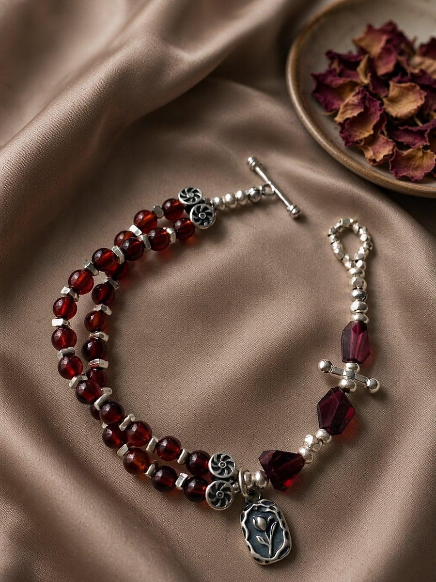 Original Handmade Garnet & Sterling Silver Bracelet — Handmade Natural Garnet Bracelet – Sterling Silver, Original photo 9