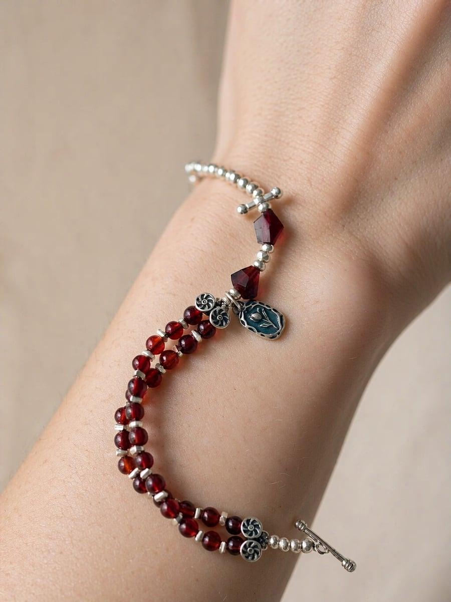 Original Handmade Garnet & Sterling Silver Bracelet — Handmade Natural Garnet Bracelet – Sterling Silver, Original photo 6