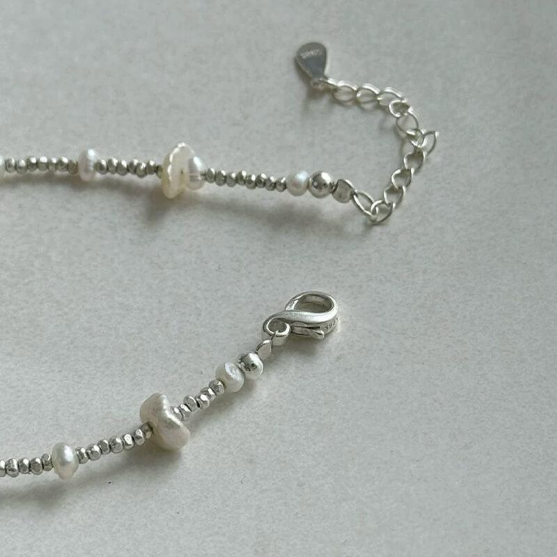 Blue Hole S925 Sterling Silver Bracelet – Natural Topaz & Freshwater Pearl, Handmade Beaded Design — Handmade with S925 sterling silver, natural Indian topaz, p
