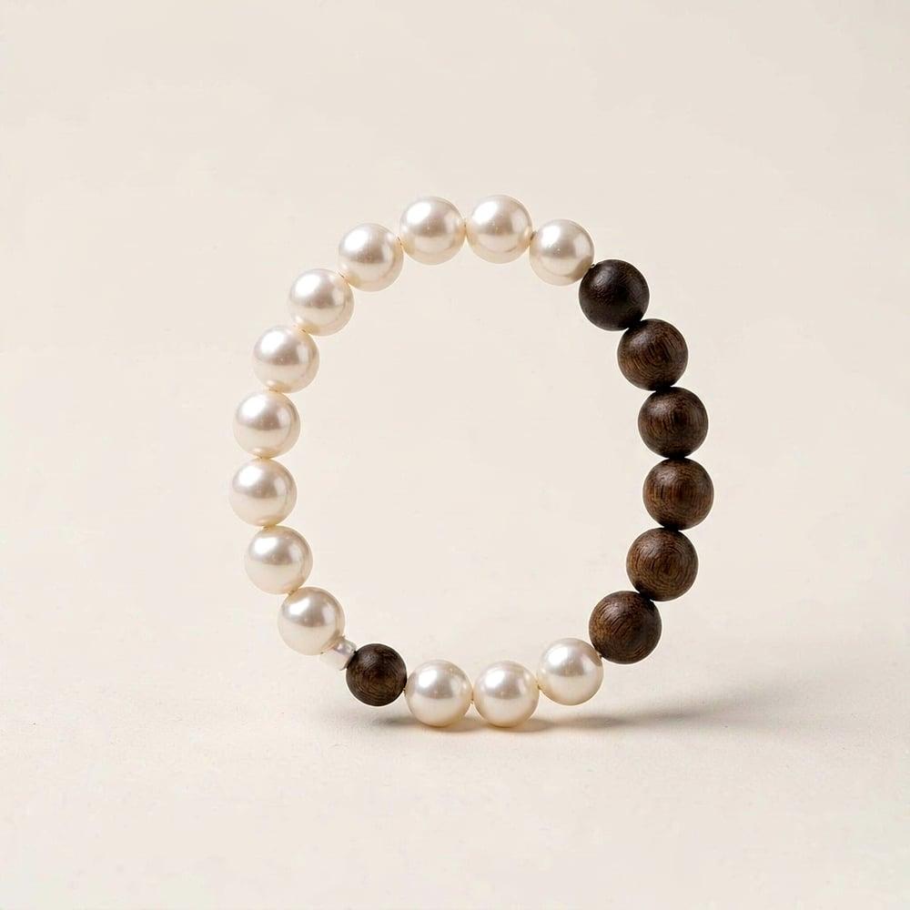 Handmade Natural Freshwater Pearl & Agarwood Bracelet — product photo 6