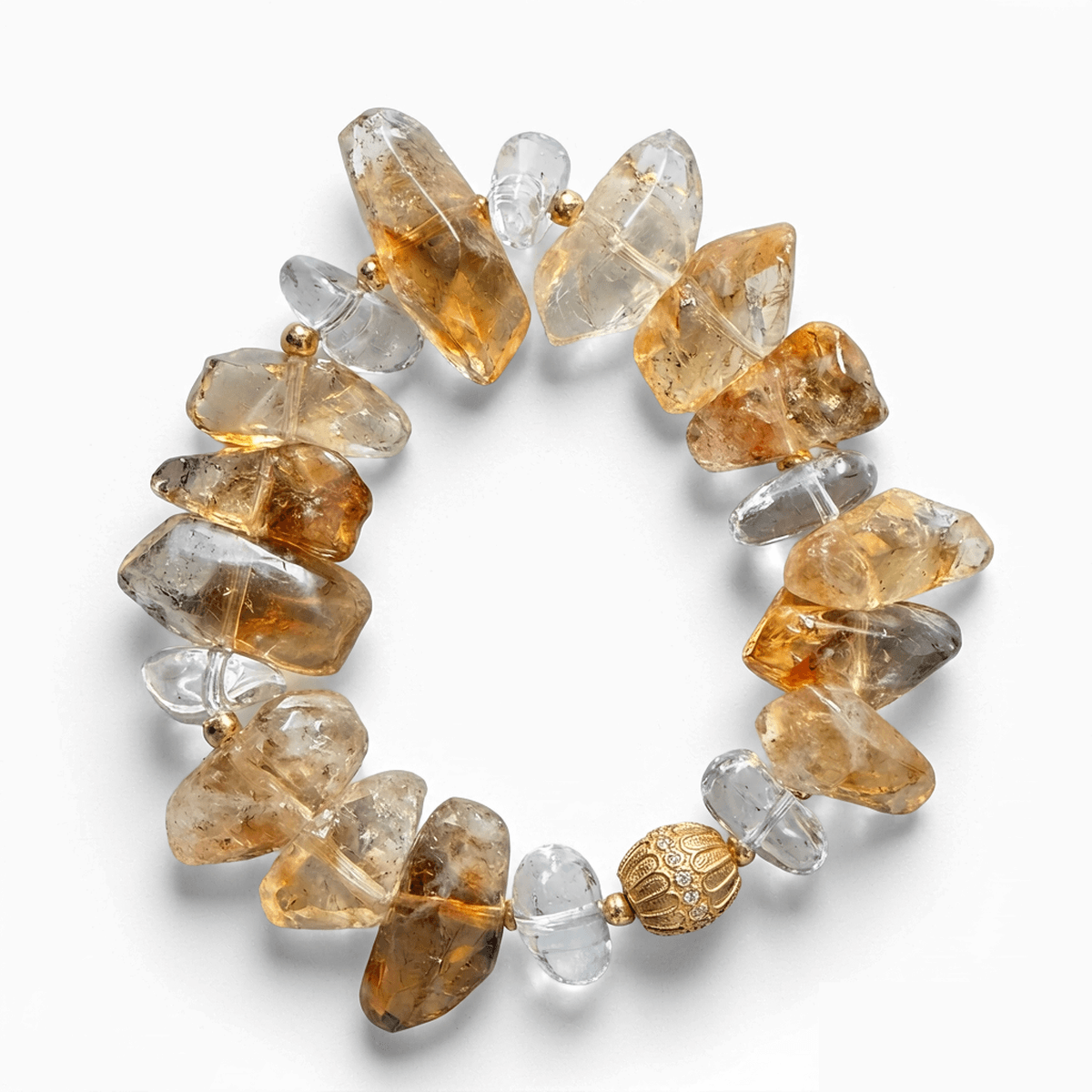 Original Handmade Natural Yellow Tower Quartz Bracelet – Crystal Beaded Jewelry — Handmade natural yellow tower quartz bracelet. Raw crystal,