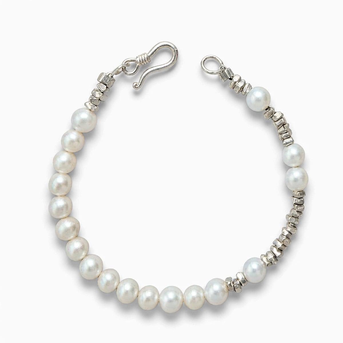 Handmade Freshwater Pearl & Sterling Silver Beaded Bracelet