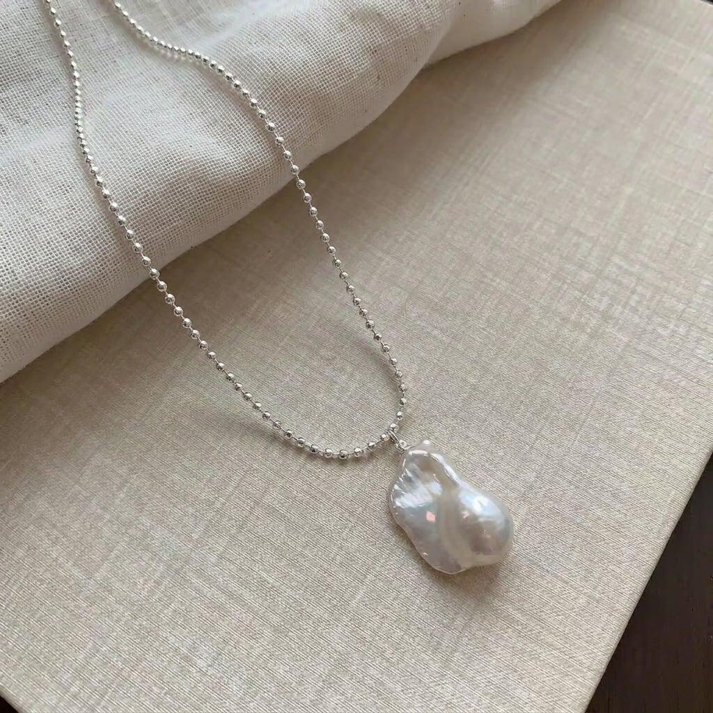 Minimalist Baroque Pearl Necklace — Natural Baroque Pearl Necklace, Minimalist French Style, Dainty photo 2
