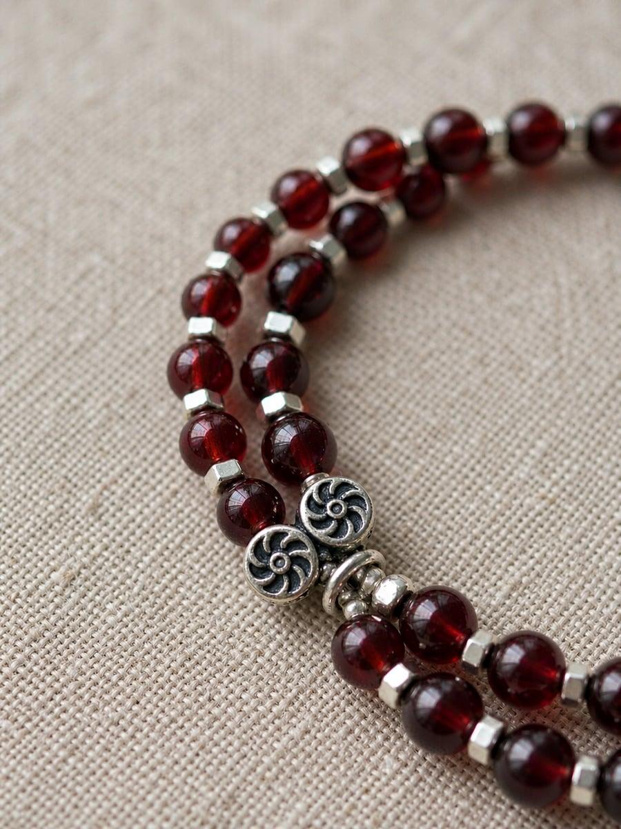 Original Handmade Garnet & Sterling Silver Bracelet — Handmade Natural Garnet Bracelet – Sterling Silver, Original photo 4