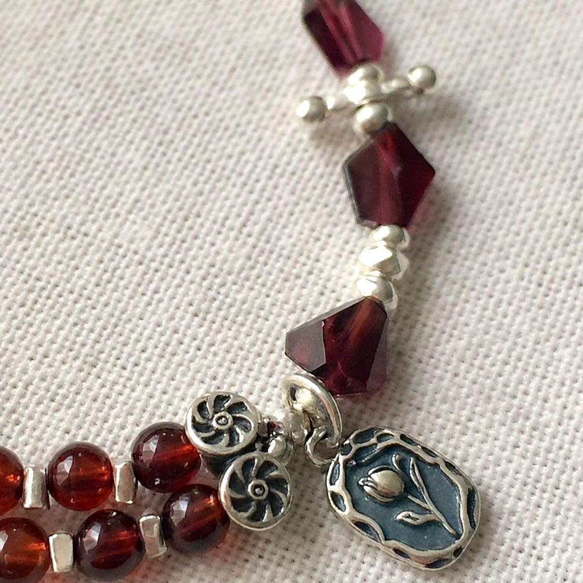 Original Handmade Garnet & Sterling Silver Bracelet — Handmade Natural Garnet Bracelet – Sterling Silver, Original photo 3