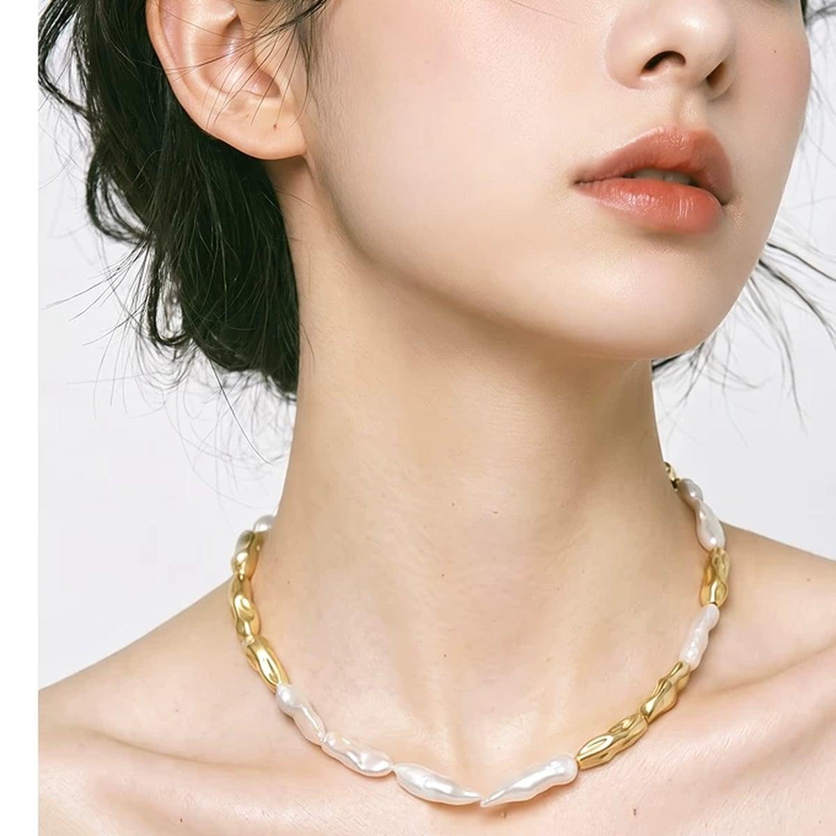 Irregular Baroque Freshwater Pearl Necklace — Irregular Baroque Freshwater Pearl Necklace – Elegant Minimalist photo 8