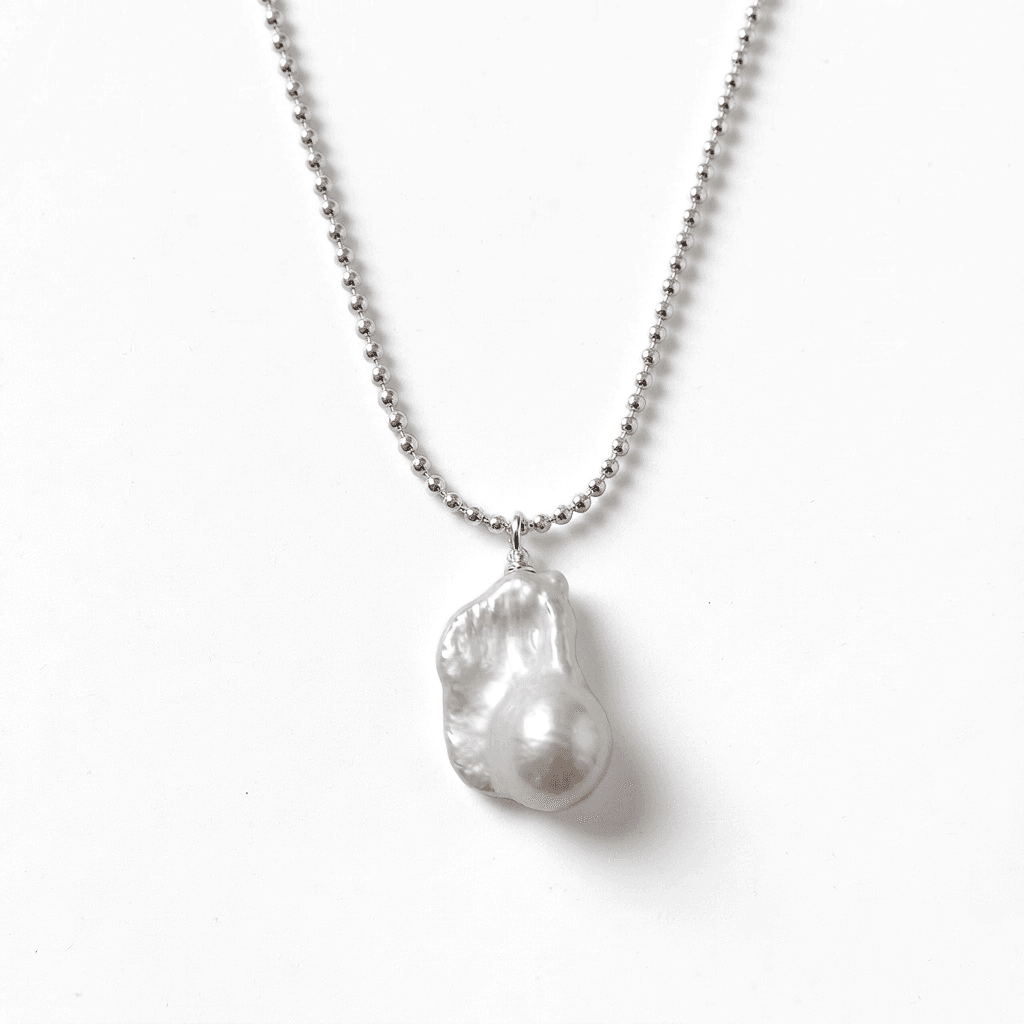 Minimalist Baroque Pearl Necklace — Natural Baroque Pearl Necklace, Minimalist French Style, Dainty