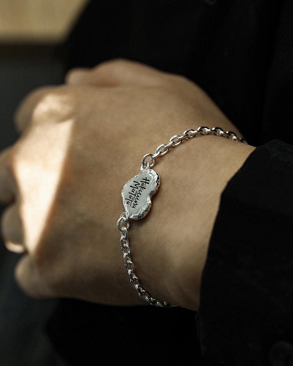 Original Hakuna Matata Heart Bracelet – 999 Fine Silver Engraved Chain, Custom DIY Keepsake Gift — Handmade in 999 fine silver with an engraved photo 5
