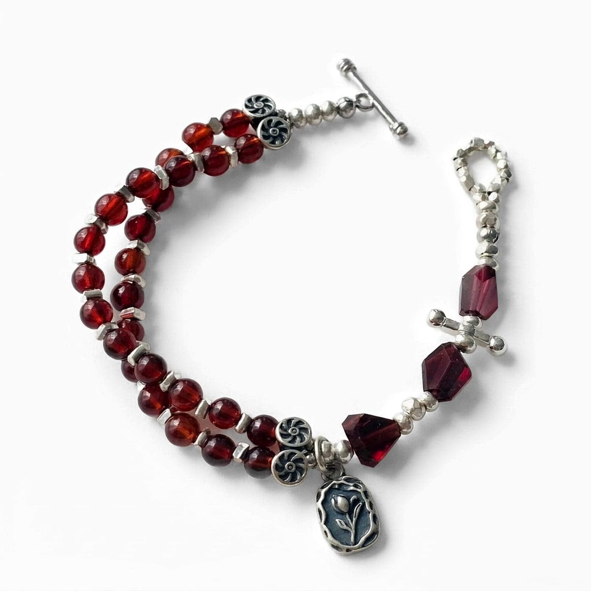 Original Handmade Garnet & Sterling Silver Bracelet