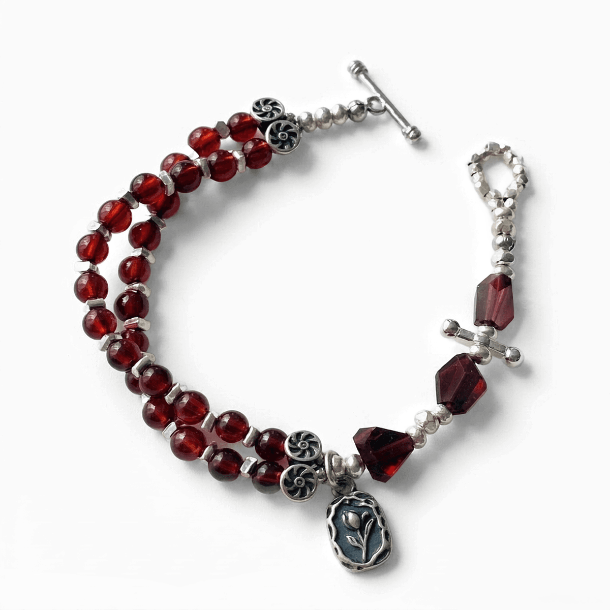 Original Handmade Garnet & Sterling Silver Bracelet