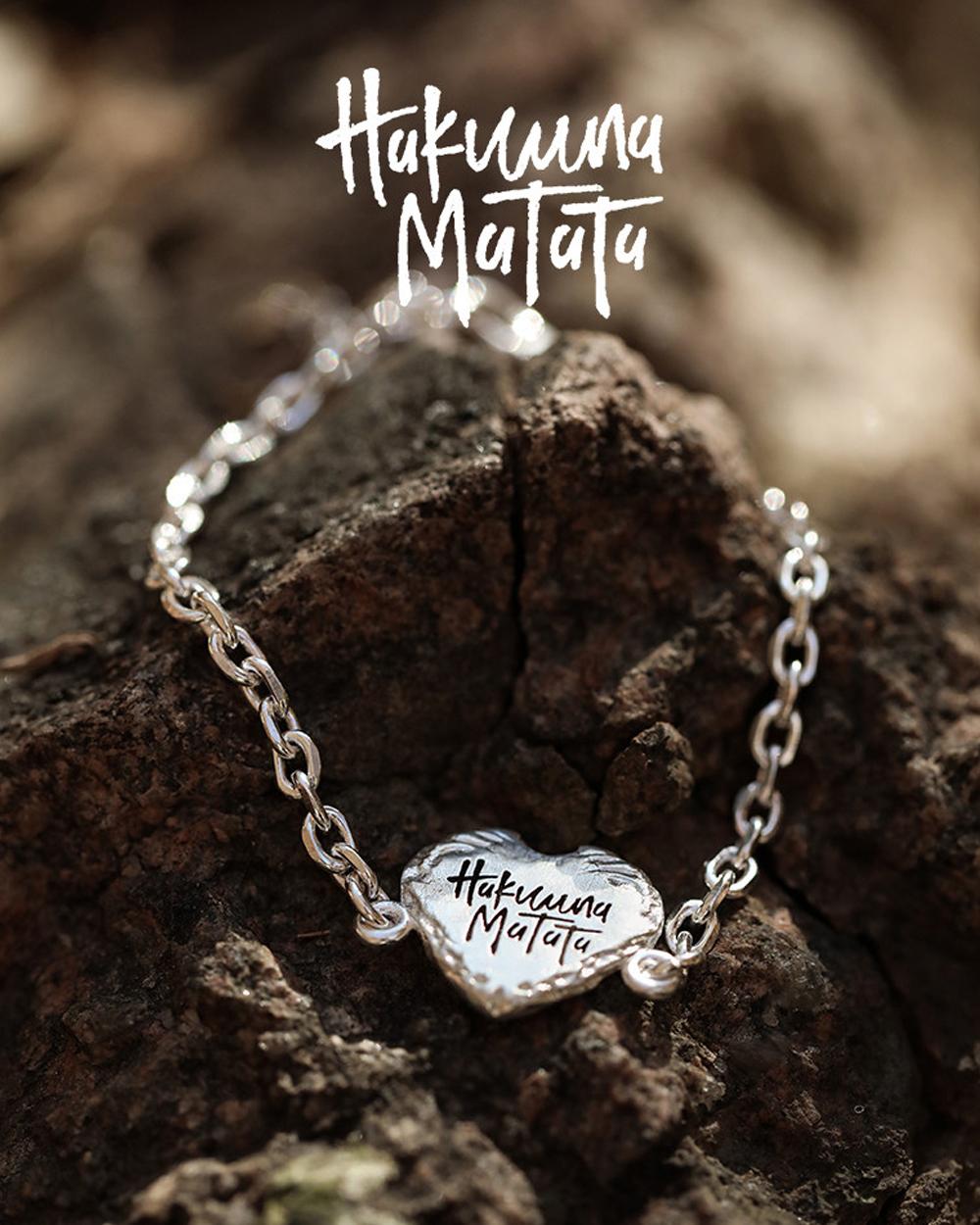 Original Hakuna Matata Heart Bracelet – 999 Fine Silver Engraved Chain, Custom DIY Keepsake Gift — Handmade in 999 fine silver with an engraved photo 3