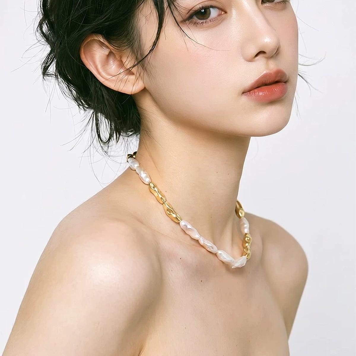 Irregular Baroque Freshwater Pearl Necklace — Irregular Baroque Freshwater Pearl Necklace – Elegant Minimalist photo 7