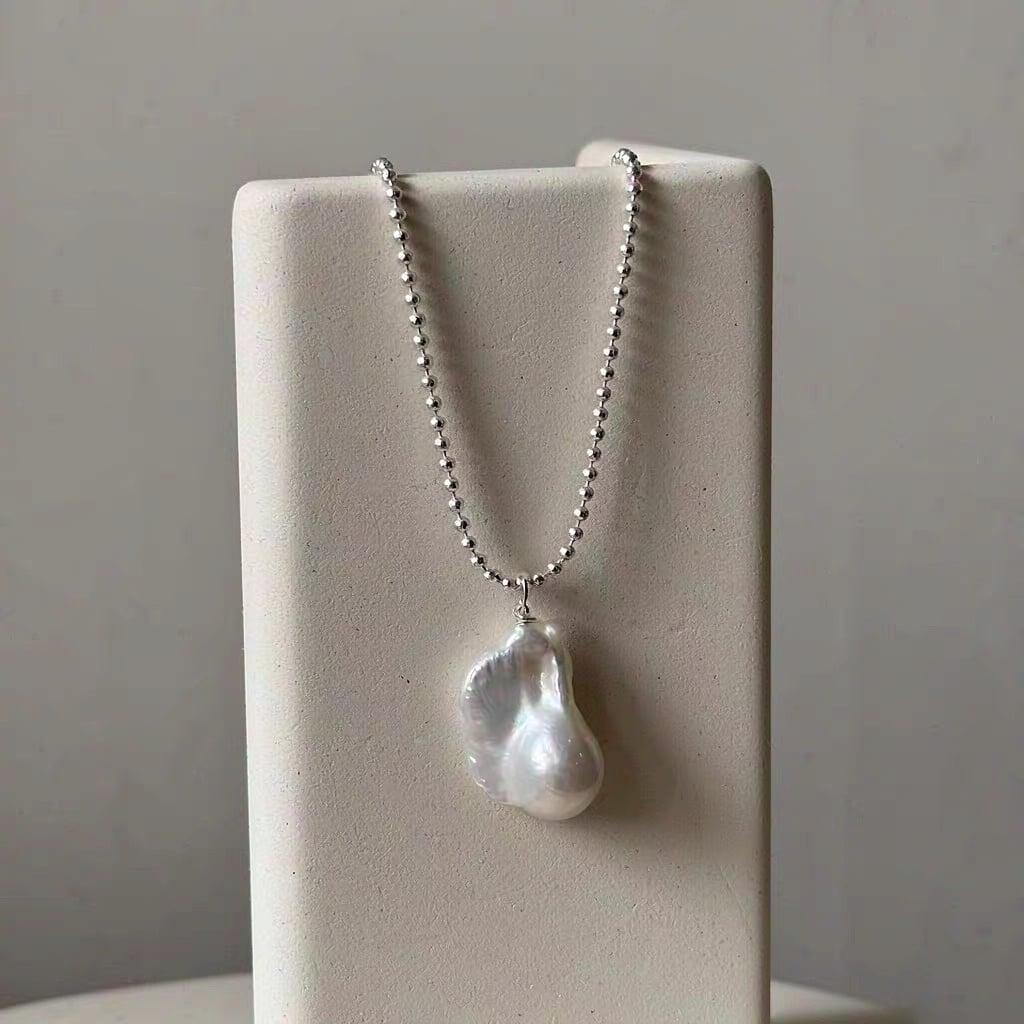 Minimalist Baroque Pearl Necklace — Natural Baroque Pearl Necklace, Minimalist French Style, Dainty photo 5