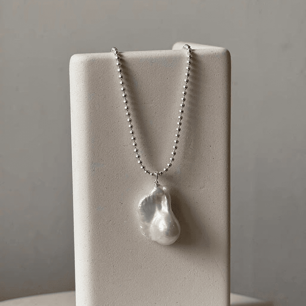 Minimalist Baroque Pearl Necklace — Natural Baroque Pearl Necklace, Minimalist French Style, Dainty photo 5