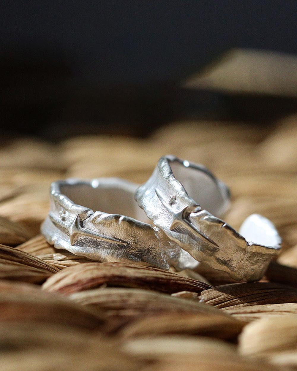 Original Handmade 999 Fine Silver Star Ring – Minimalist Unisex Adjustable Couple Ring, Valentine's — Handmade in 999 fine silver with an organic, photo 4