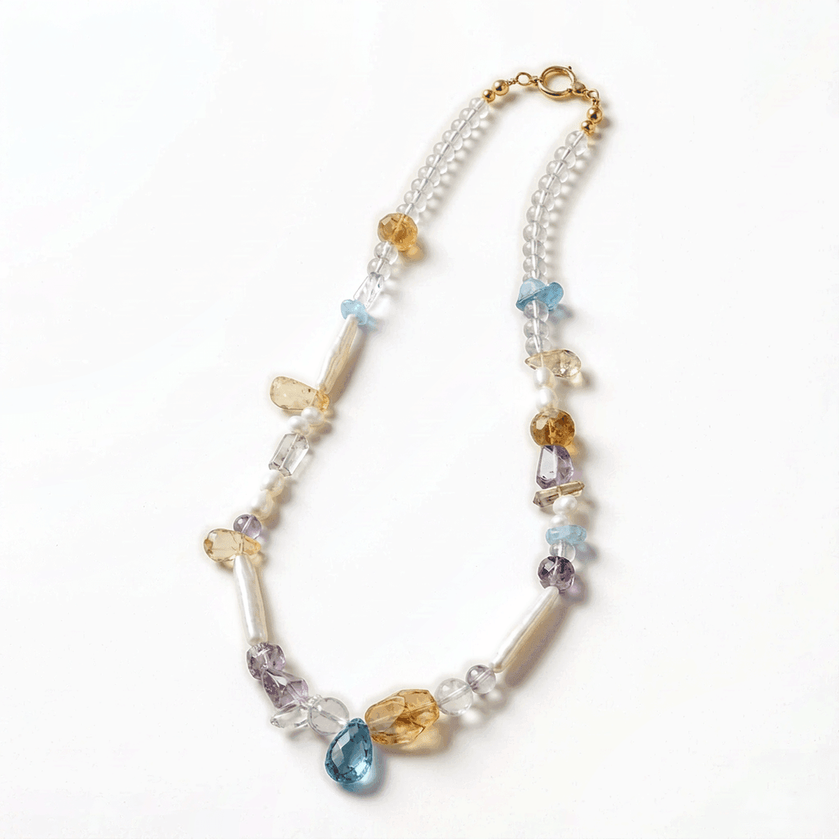 Handmade Vintage Style Mixed Crystal & Baroque Pearl Necklace — A one-of-a-kind handmade necklace featuring a mix