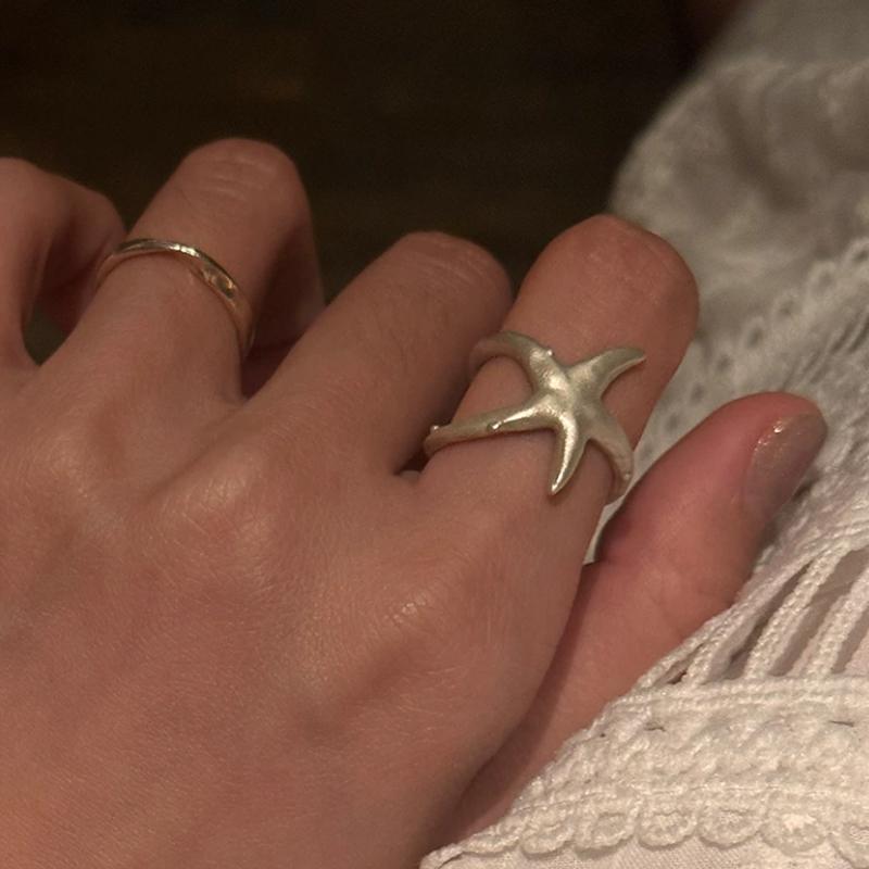 Starfish Handmade S990 Silver Ring – Matte Sandblasted, Adjustable Open Design for Men & Women — A sculptural starfish ring in solid S990 silver photo 9