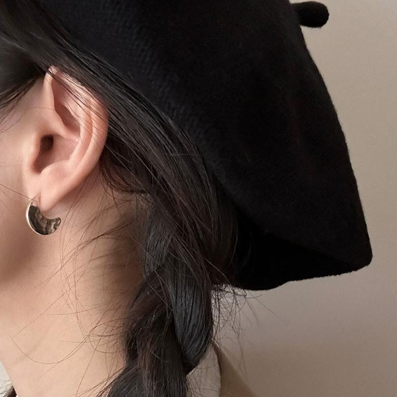 Moon by Ear Handmade S925 Silver Moon Earrings – Double-Sided Texture, Minimalist Design for Women — Handmade S925 sterling silver moon earrings photo 7