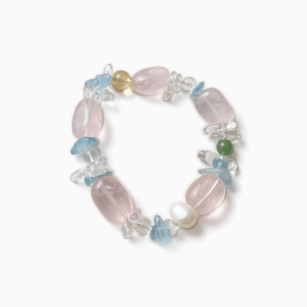 Handmade Natural Rose Quartz & Aquamarine Bracelet — Original Handmade Bracelet – Natural Rose Quartz, Aquamarine