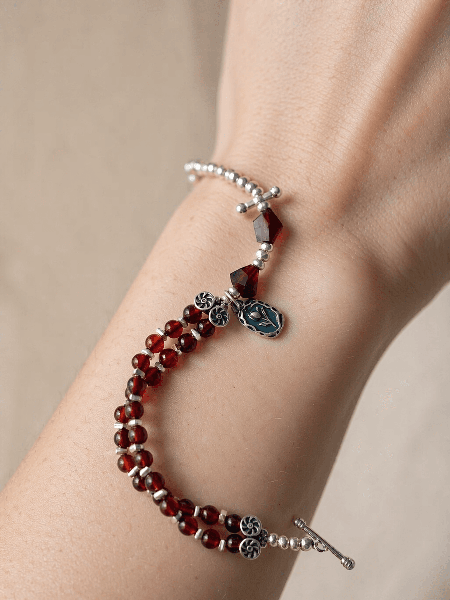 Original Handmade Garnet & Sterling Silver Bracelet — Handmade Natural Garnet Bracelet – Sterling Silver, Original photo 6