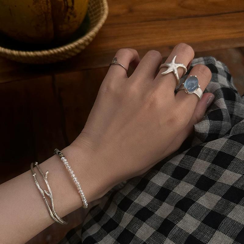 Starfish Handmade S990 Silver Ring – Matte Sandblasted, Adjustable Open Design for Men & Women — A sculptural starfish ring in solid S990 silver photo 5