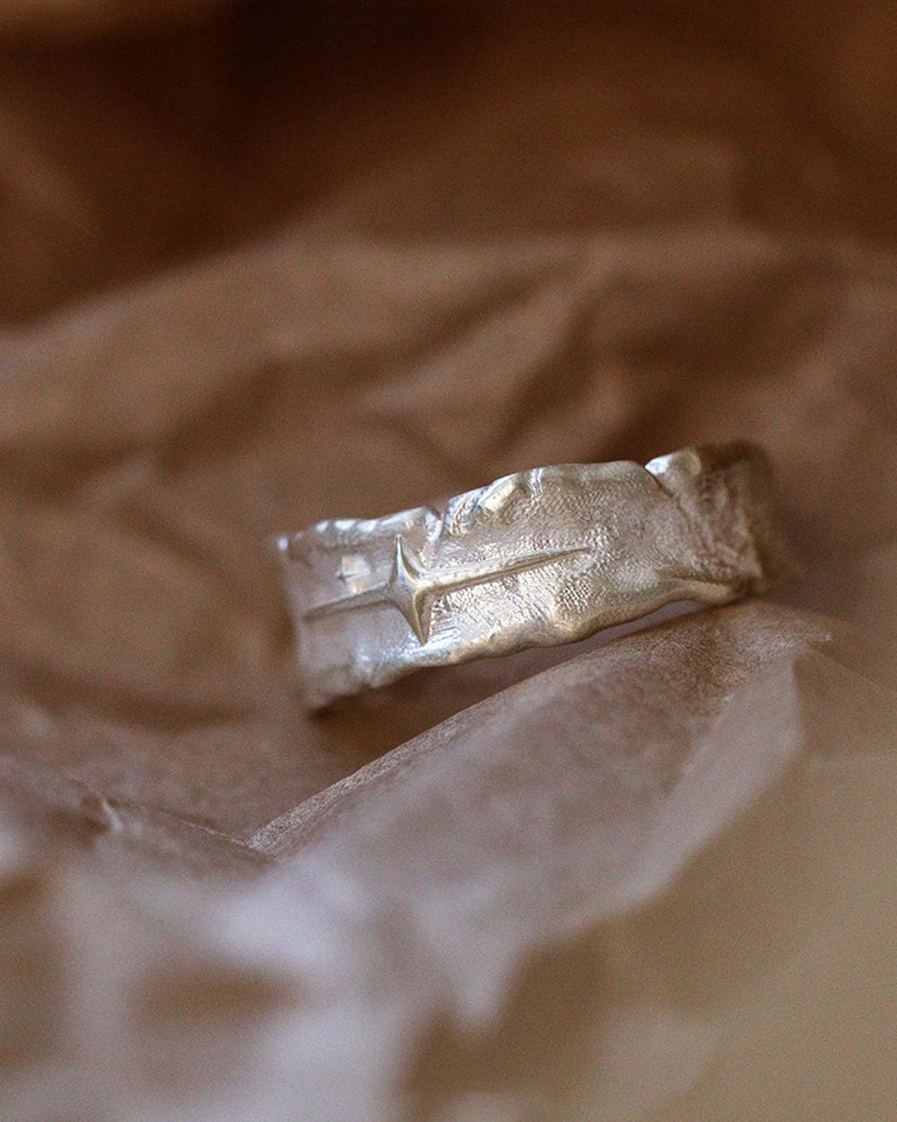 Original Handmade 999 Fine Silver Star Ring – Minimalist Unisex Adjustable Couple Ring, Valentine's — Handmade in 999 fine silver with an organic, photo 8