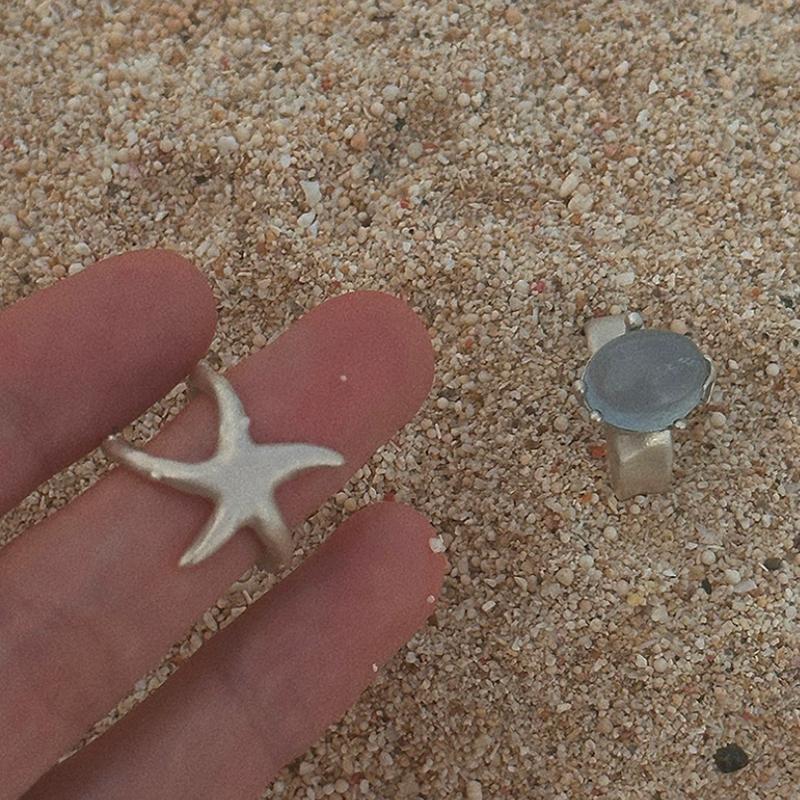 Starfish Handmade S990 Silver Ring – Matte Sandblasted, Adjustable Open Design for Men & Women — A sculptural starfish ring in solid S990 silver photo 10