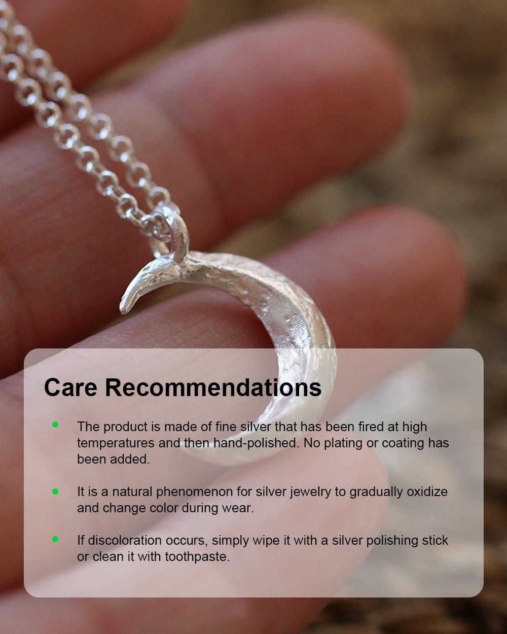 Original Handmade 999 Fine Silver Crescent Moon Necklace – Minimalist Artistic Pendant for Men & Wom — Handmade in 999 fine silver, this crescent moon photo 9