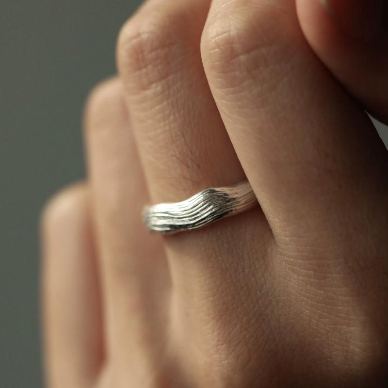 Still Waters Handmade 999 Fine Silver Ring – Wave Texture, Open & Adjustable Design for Men & Women — Handmade in 999 fine silver with a flowing photo 12
