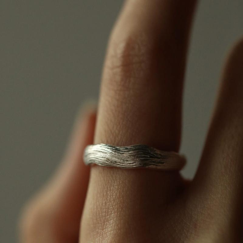 Still Waters Handmade 999 Fine Silver Ring – Wave Texture, Open & Adjustable Design for Men & Women — Handmade in 999 fine silver with a flowing photo 10
