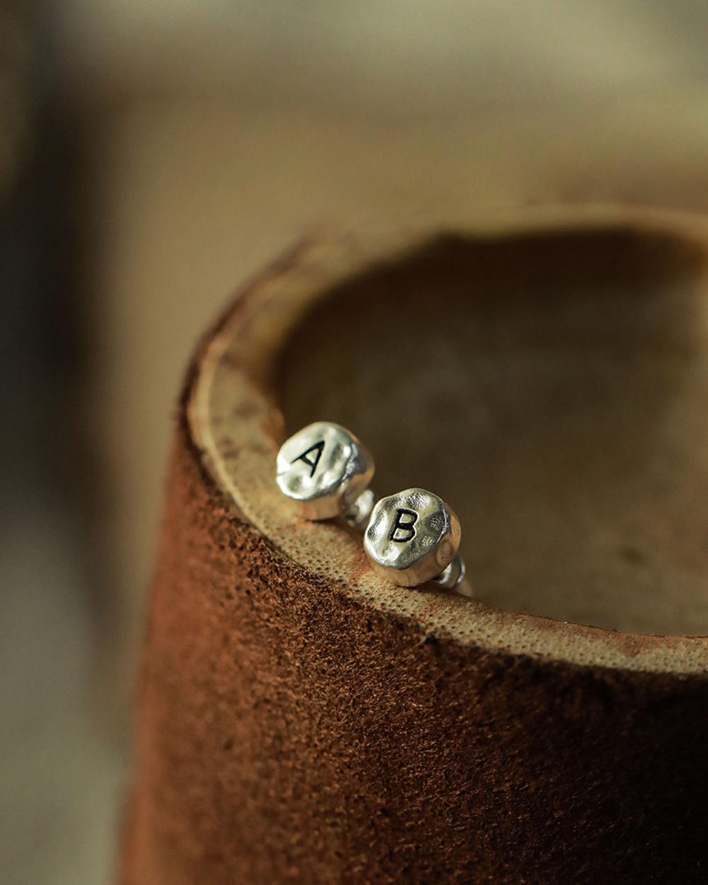 Original Handmade 999 Fine Silver Letter Stud Earrings – Custom Initial Earrings for Men & Women, Mi — Handmade in 999 fine silver, these minimalist letter phot
