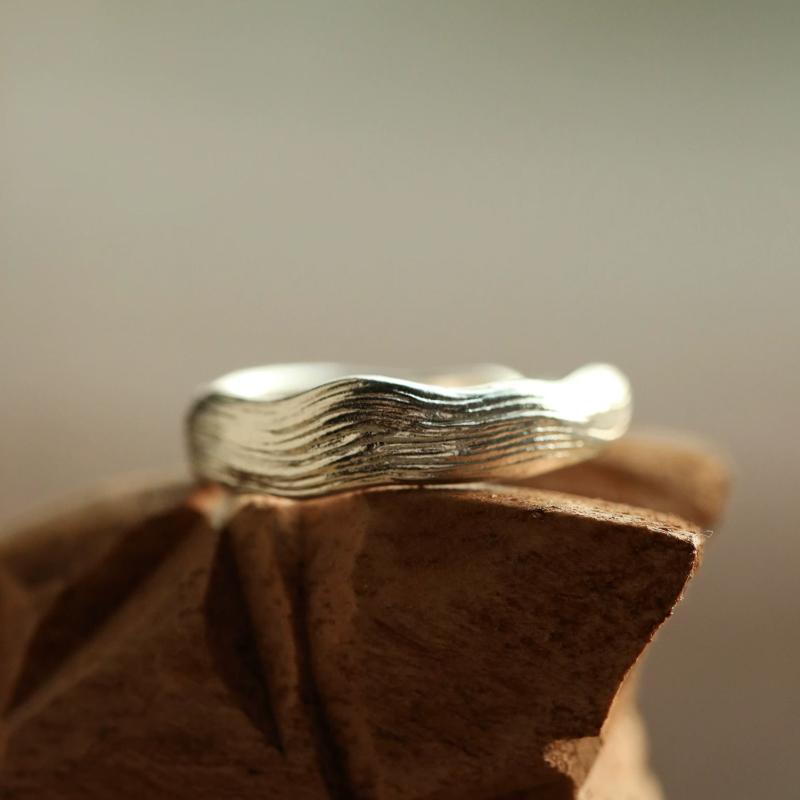 Still Waters Handmade 999 Fine Silver Ring – Wave Texture, Open & Adjustable Design for Men & Women — Handmade in 999 fine silver with a flowing photo 14