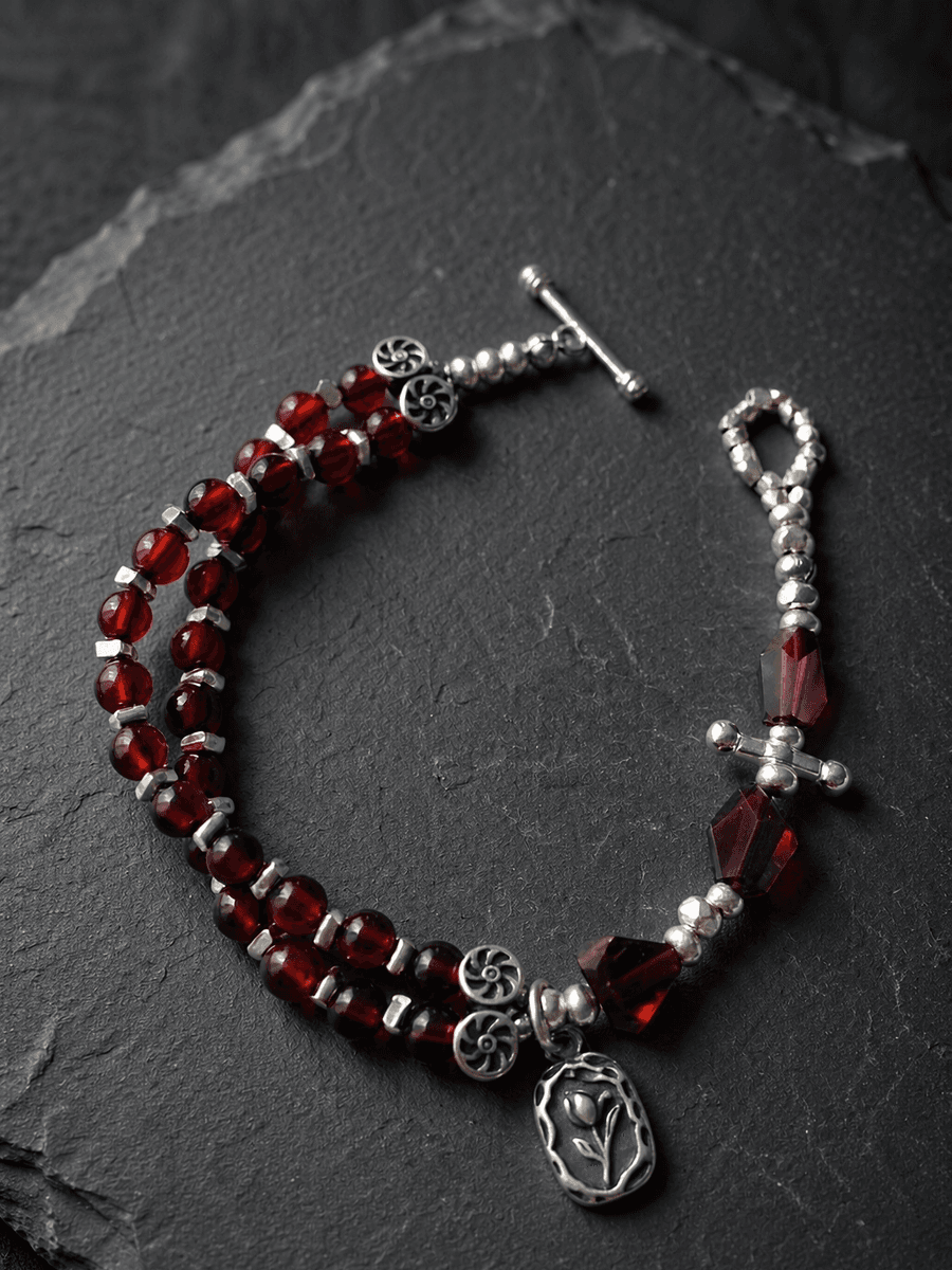Original Handmade Garnet & Sterling Silver Bracelet — Handmade Natural Garnet Bracelet – Sterling Silver, Original photo 8