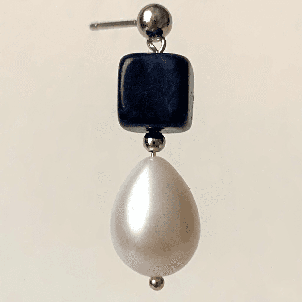 Handmade Blue Sodalite & Natural Baroque Pearl Earrings — S925 Sterling Silver Dangle Earrings photo 2