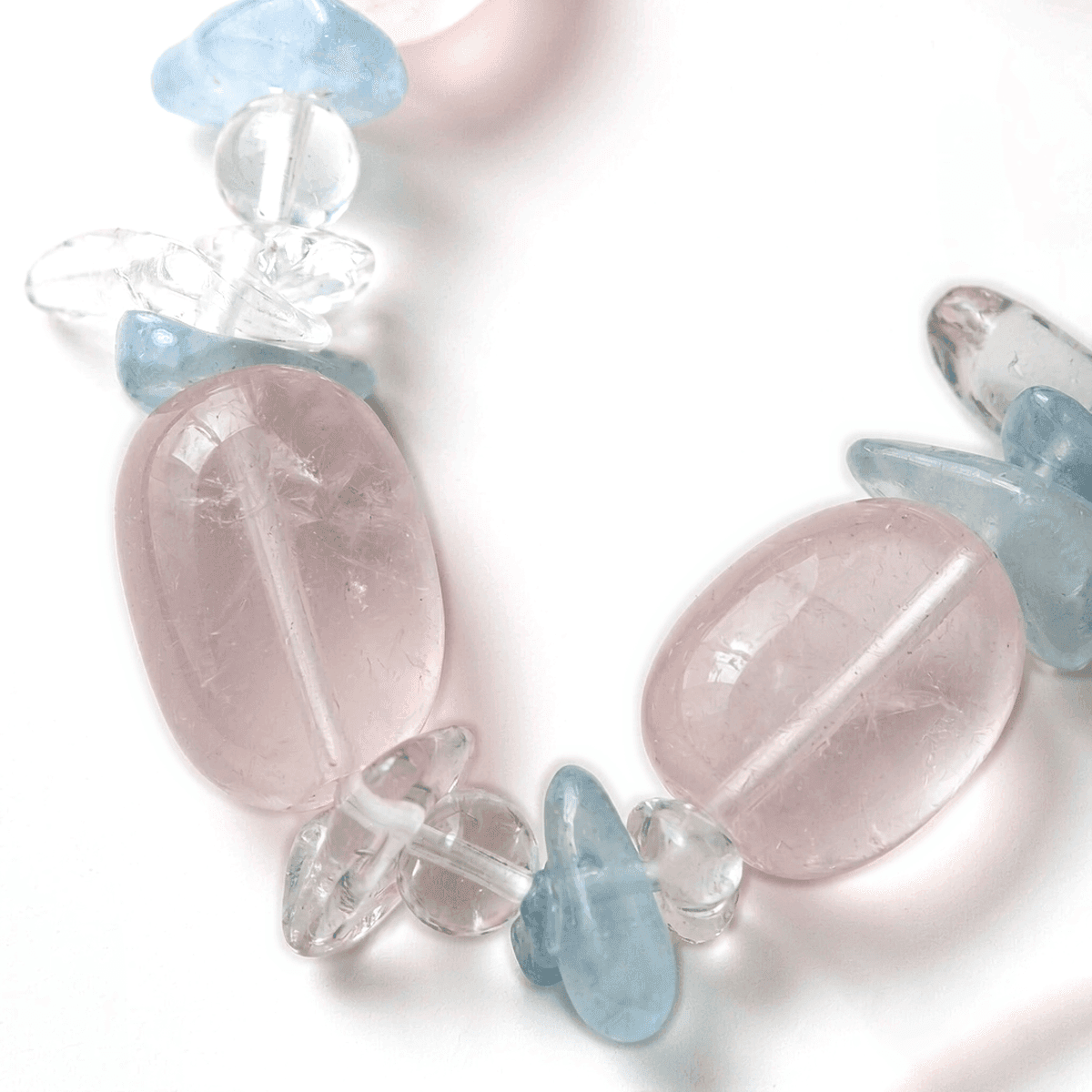 Handmade Natural Rose Quartz & Aquamarine Bracelet — Original Handmade Bracelet – Natural Rose Quartz, Aquamarine photo 2