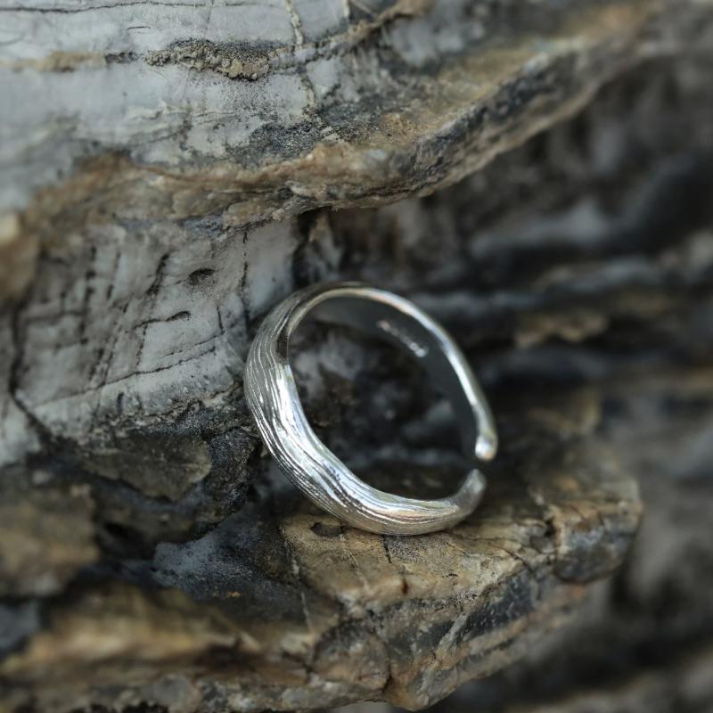 Still Waters Handmade 999 Fine Silver Ring – Wave Texture, Open & Adjustable Design for Men & Women — Handmade in 999 fine silver with a flowing photo 13