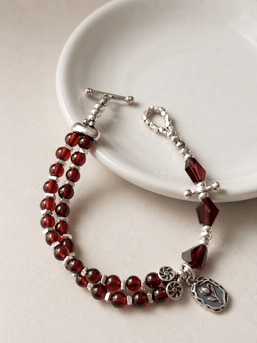 Original Handmade Garnet & Sterling Silver Bracelet — Handmade Natural Garnet Bracelet – Sterling Silver, Original photo 2