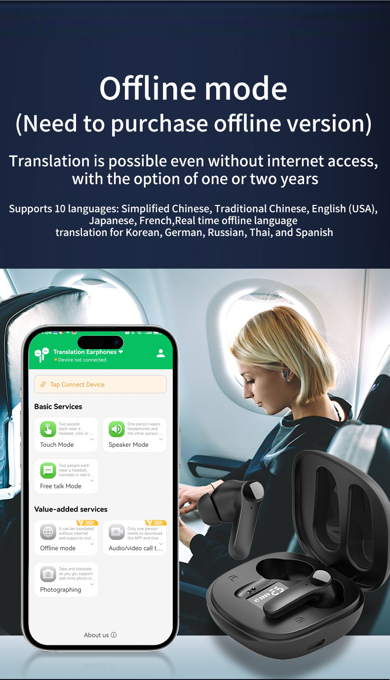 B11 Smart Voice Translation Earbuds — B11 Smart Translator Earbuds – 144 Languages, Real-Time detail view 6