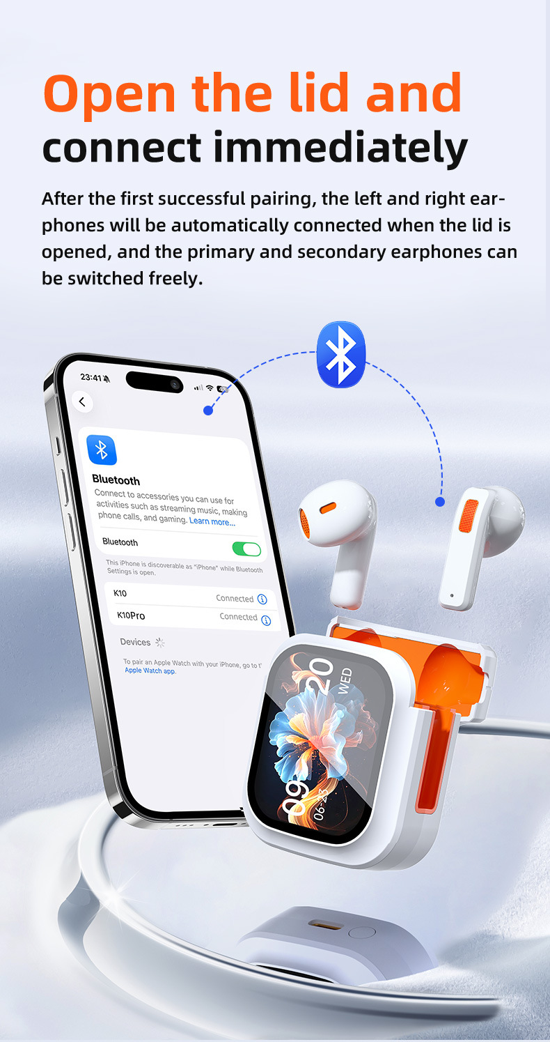 K10 AI Translation Earbuds — K10 AI Translation Earbuds with Touchscreen, Real-Time Language detail view 12