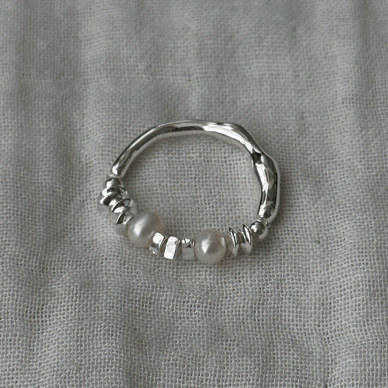 Handmade Silver Ring Collection – Pearl Rings, Open & Closed Designs — Original Handmade Silver Ring Collection – 925/999 Sterling detail view 31