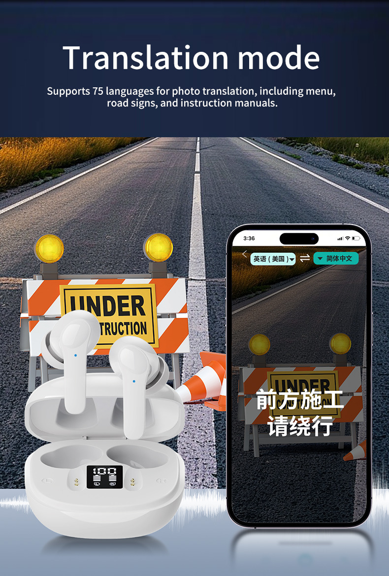 B11 Smart Voice Translation Earbuds — B11 Smart Translator Earbuds – 144 Languages, Real-Time detail view 5