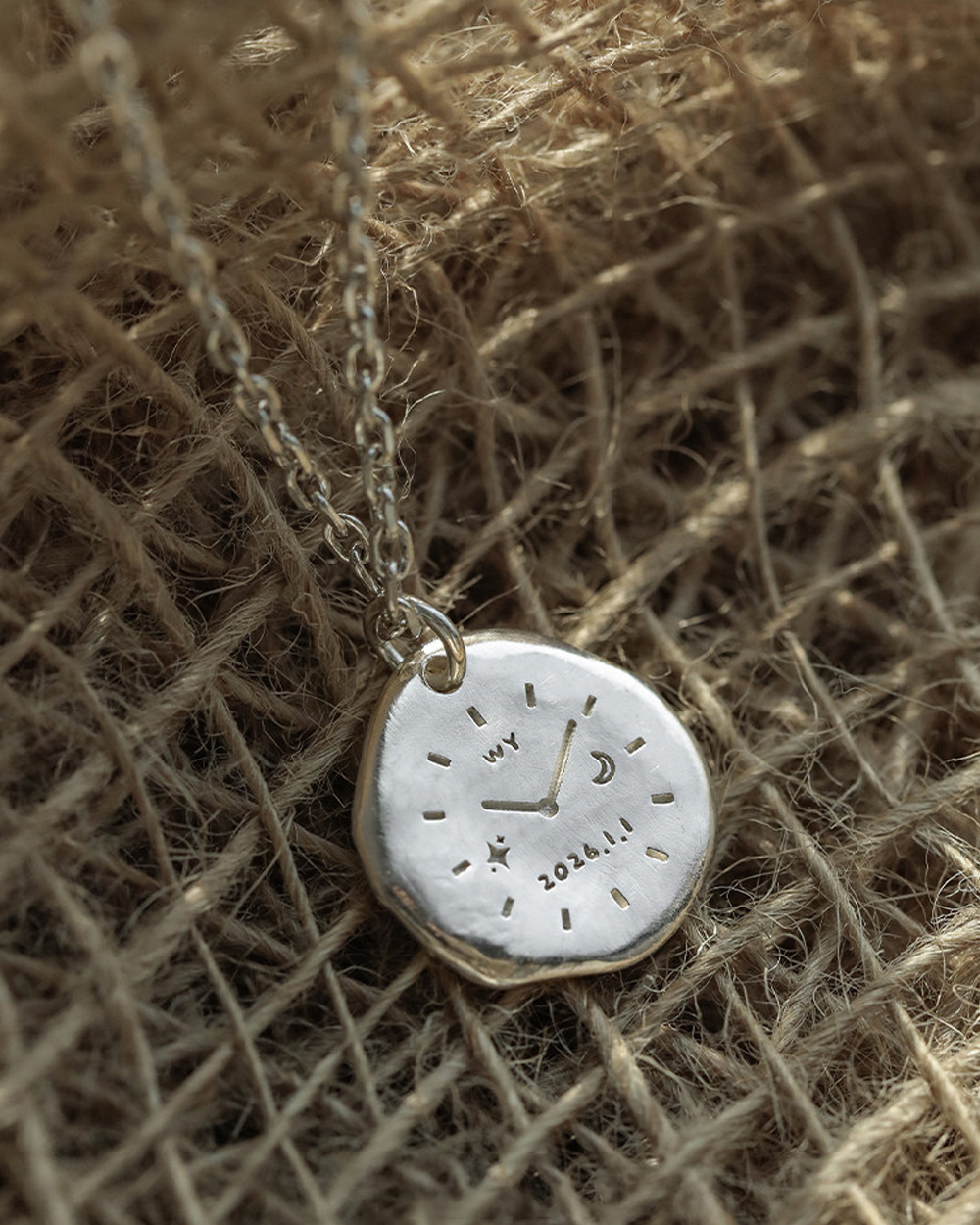 Original "Time Imprint" Custom Hand & Footprint Necklace – 999 Fine Silver Engraved Photo Pendant, Personalized Memorial Gift