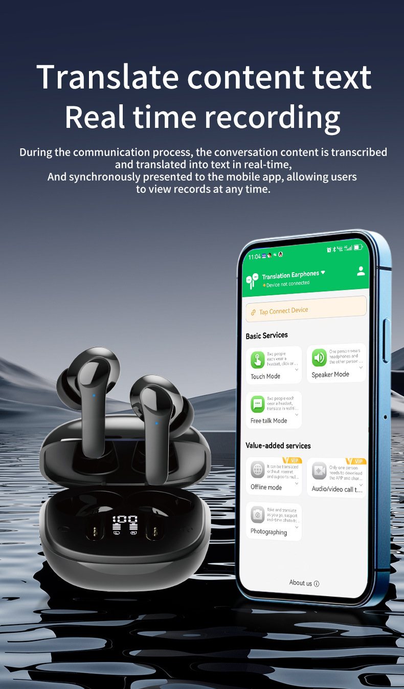 B11 Smart Voice Translation Earbuds — B11 Smart Translator Earbuds – 144 Languages, Real-Time detail view 4